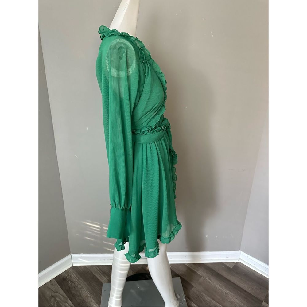 ALEXIS Ruffle-Trimmed Mini Dress - Green Size S $595 - Picture 9 of 12